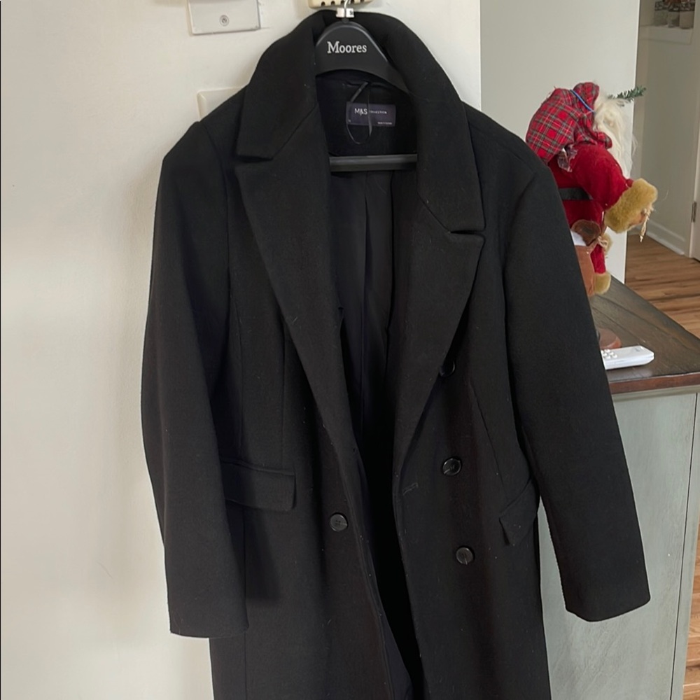 Marks & Spencer Black long wool coat